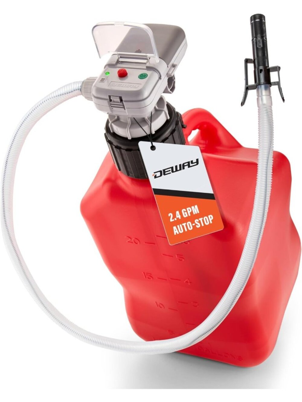 High-Performance Fuel Transfer Pump with Auto-Stop, 2.4 GPM, 51" Hose